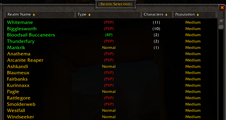 wow classic era servers population eu