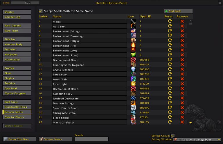 Details Damage Meter Addon Guide World Of Warcraft The War Within   Details Damage Meter Addon Options Rename Spells 768x498 