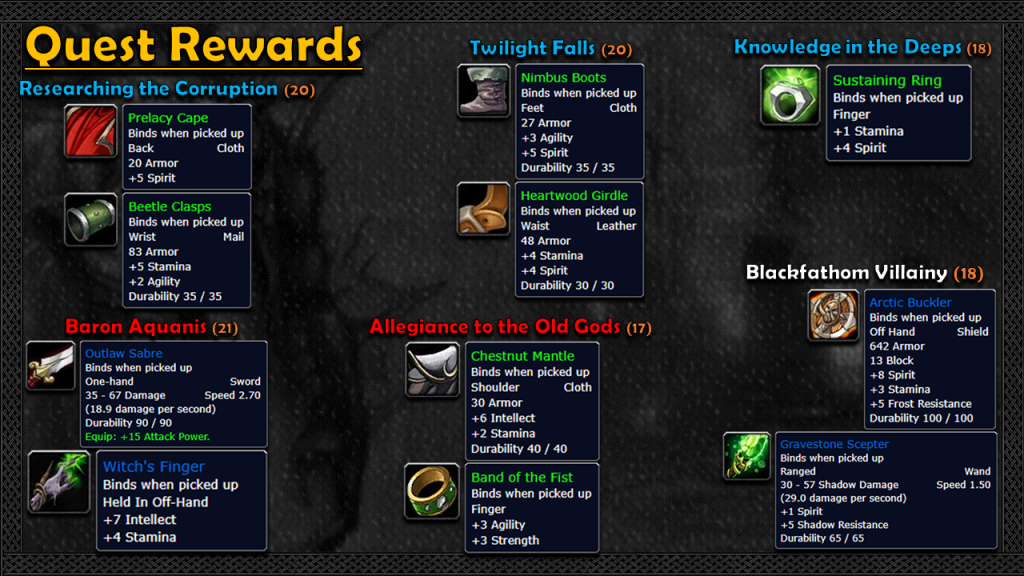 classic blackfathom deeps quest rewards