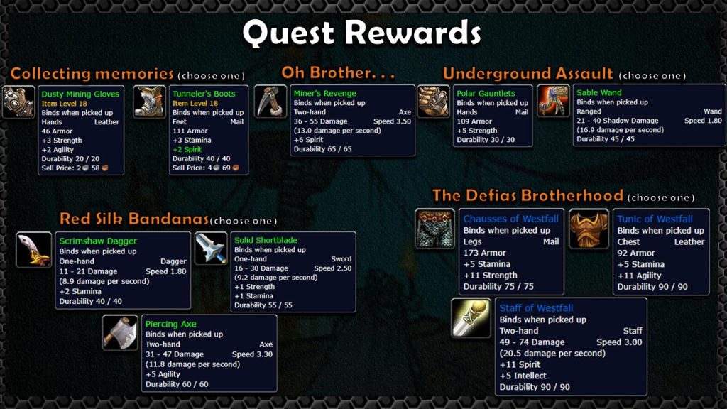 classic deadmines quest rewards