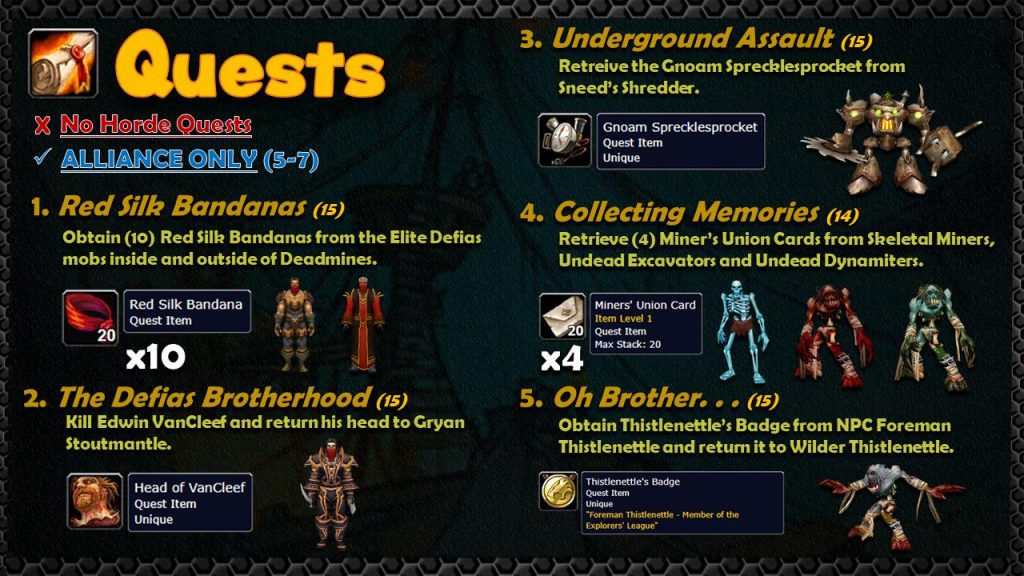 classic deadmines quests 1