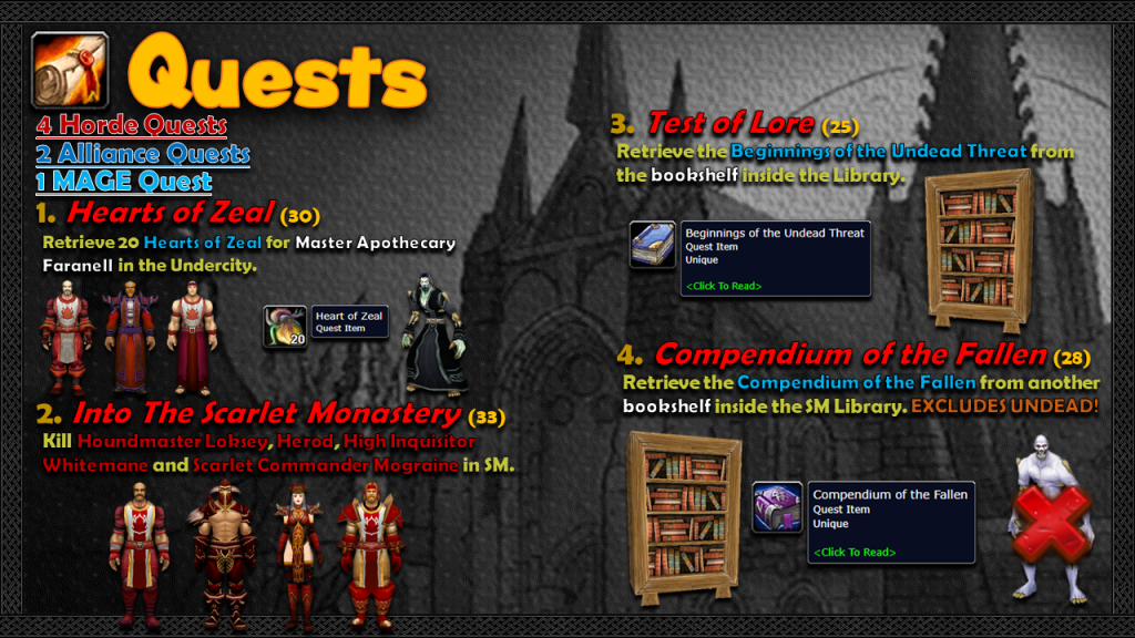 classic scarlet monastery library quests