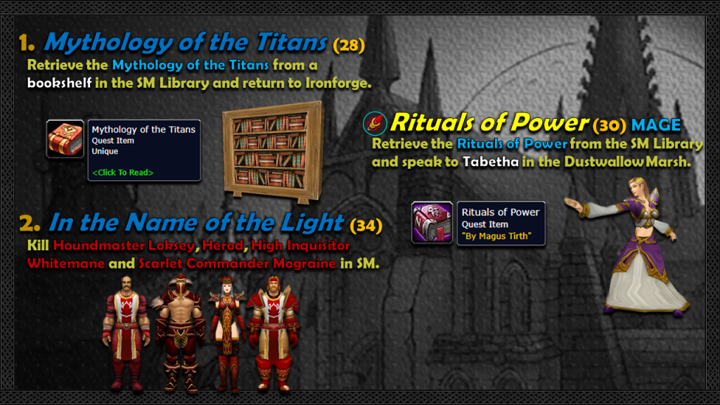 classic scarlet monastery library quests 2