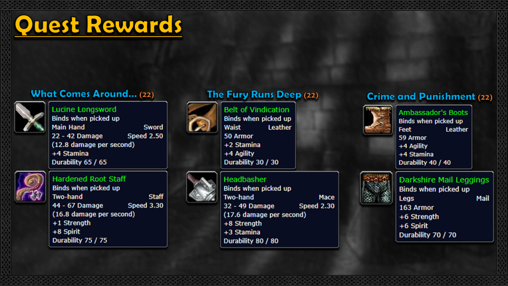 classic stockades quest rewards