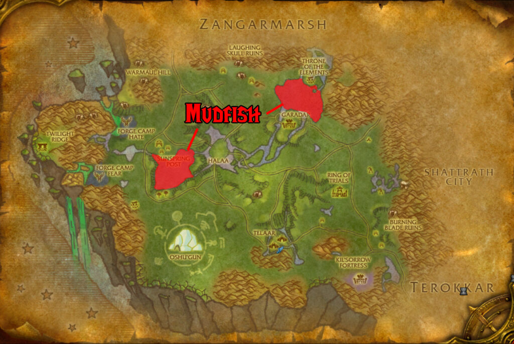 nagrand map outland cataclysm fishing daily quests