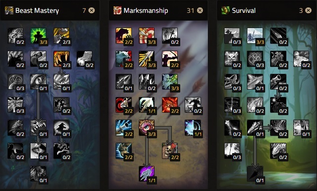 pve marksmanship hunter standard talent build