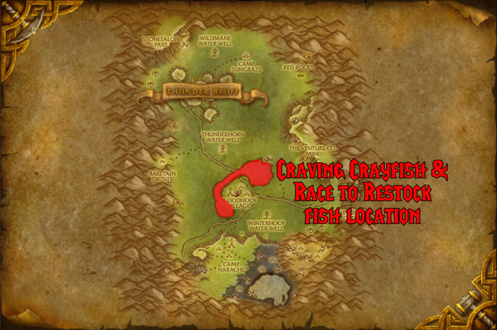 stonebull lake fishing location cataclysm horde daily quests thunder bluff fishing