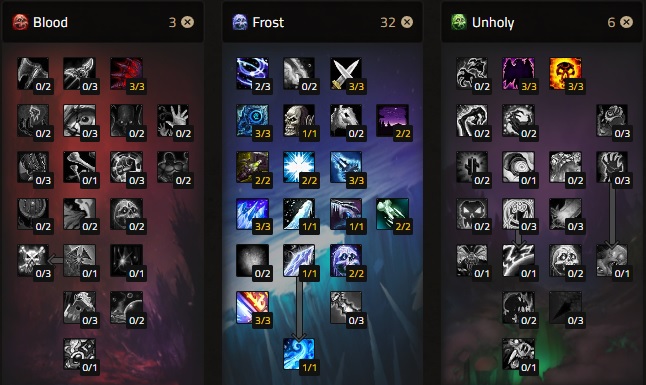 wow cataclysm frost death knight dual wield talent tree build