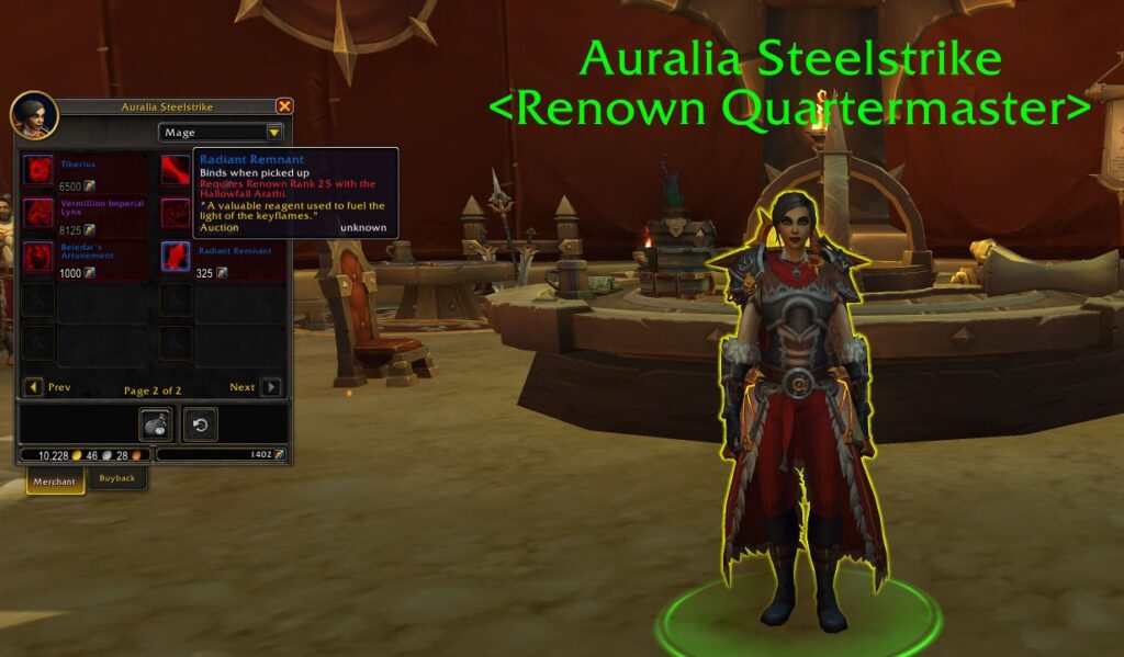 auralia steelstrike renown quartermaster