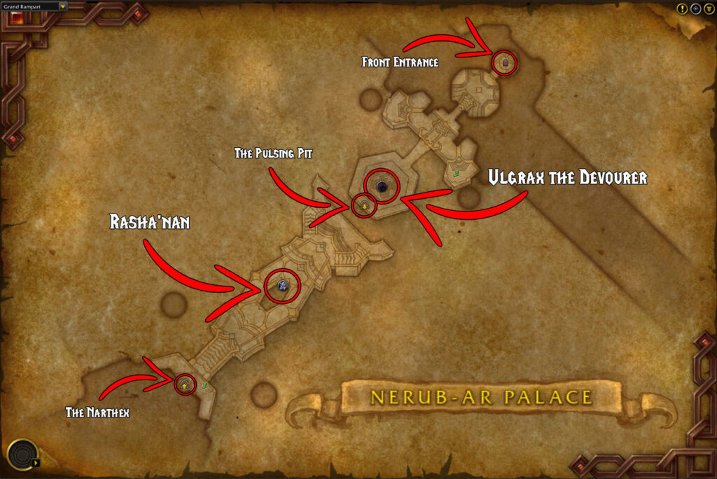 grand rampart map and boss locations nerub ar palace raid the war within world of warcraft