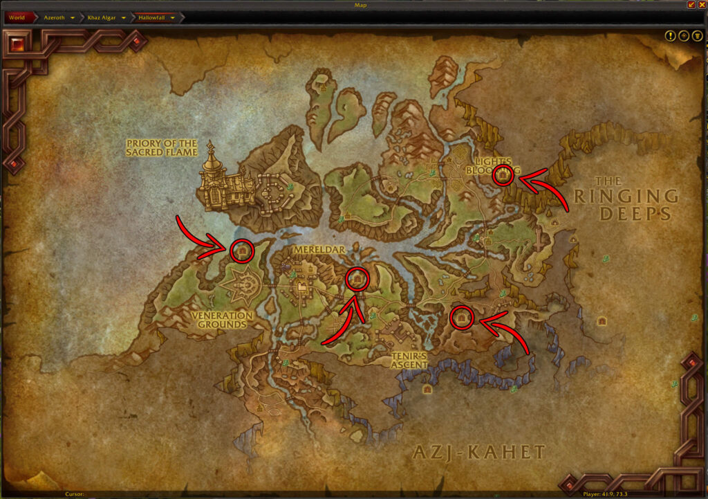 hallowfall delve locations khaz algar world of warcraft the war within