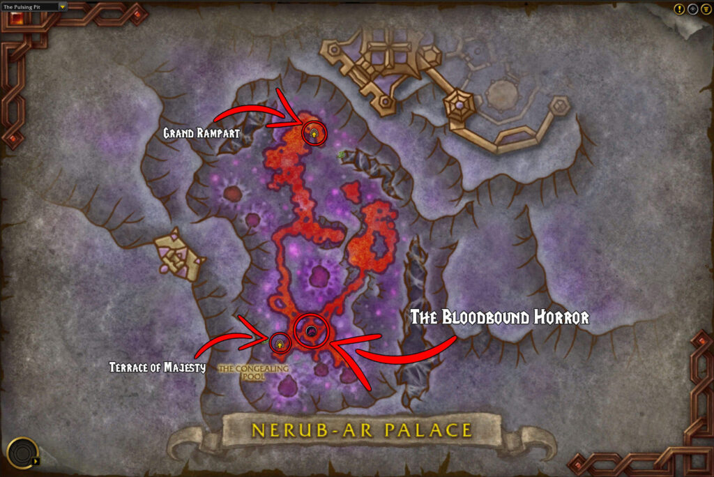 the pulsing pit map boss location nerub ar palace raid the war within world of warcraft