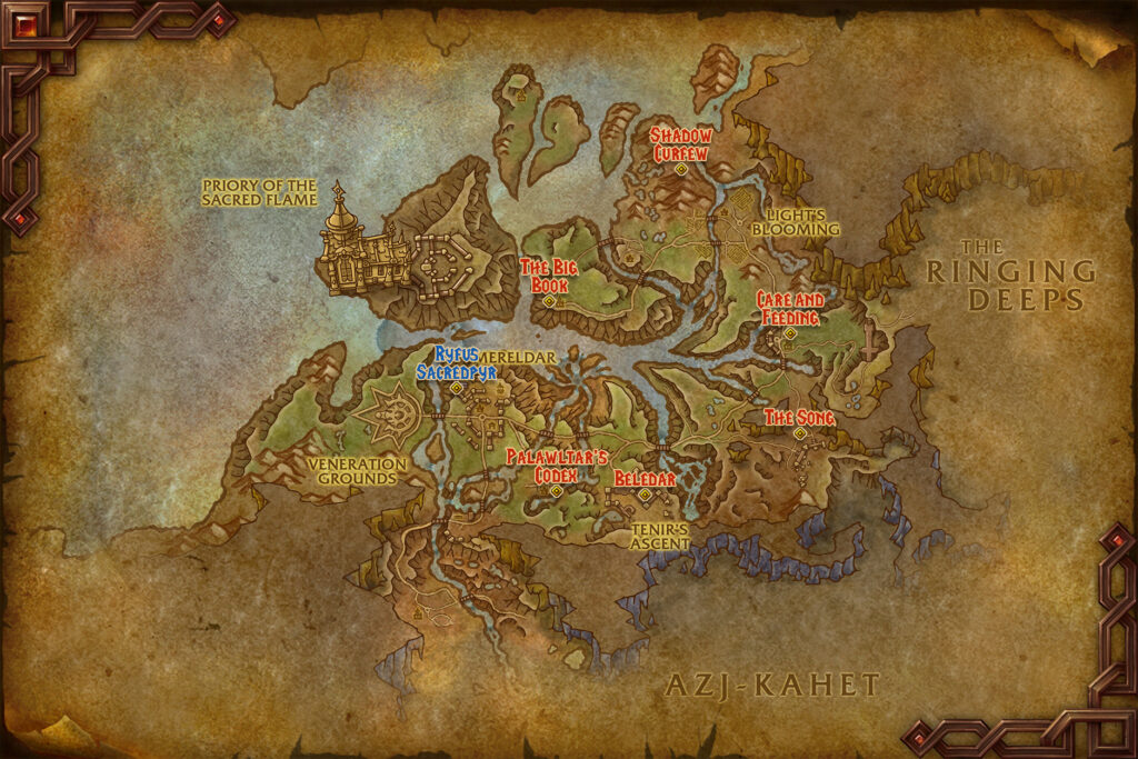 treasures of hallowfall locations achievements arathi loremaster locations