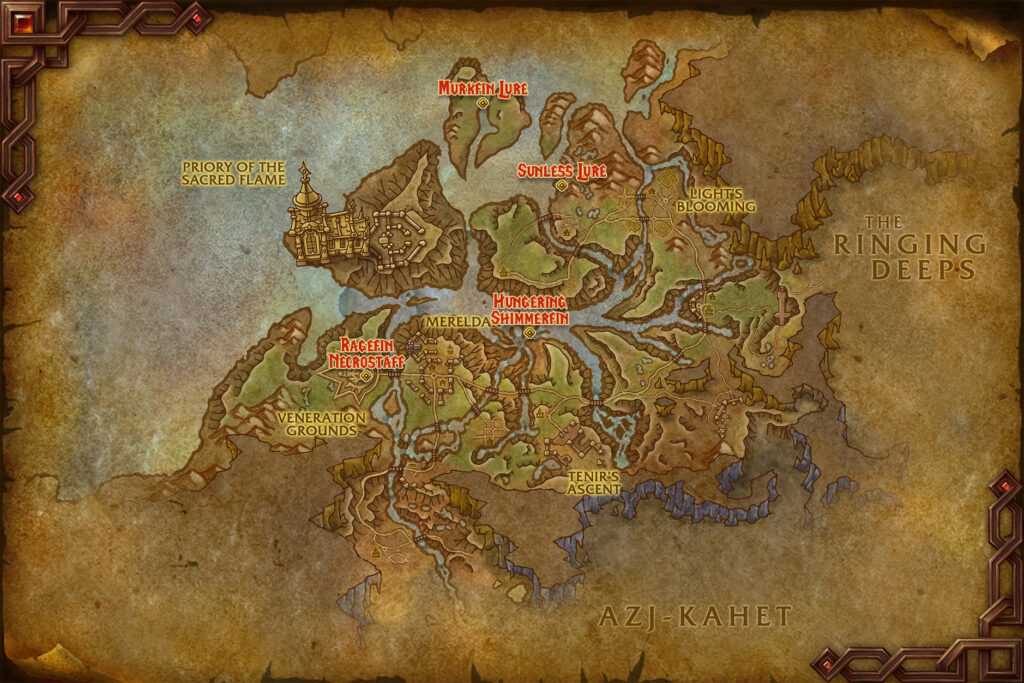 treasures of hallowfall locations achievements illusive kobyss lure locations