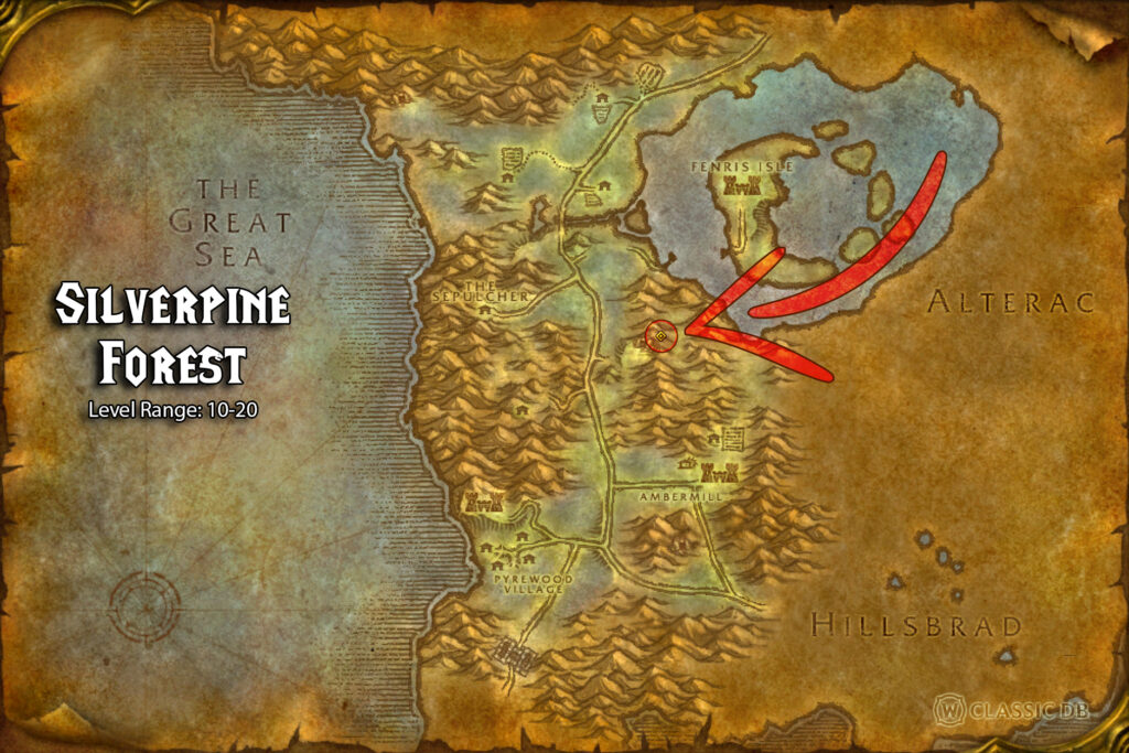 where to find druid savage roar rune horde in silverpine forest step 1