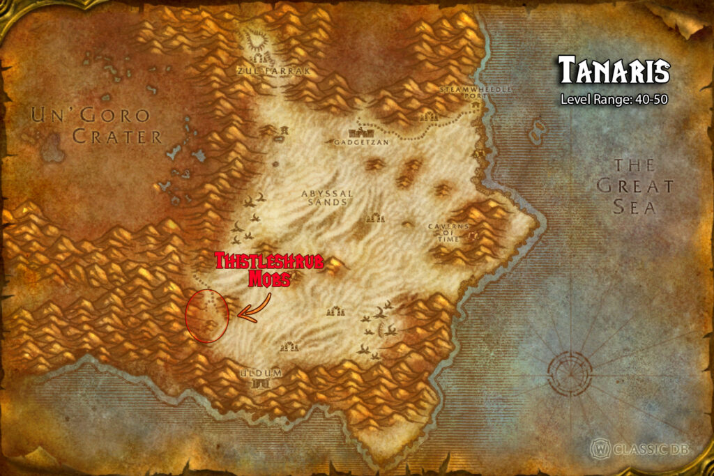 where to find improved barkskin rune thistleshrub mobs in tanaris