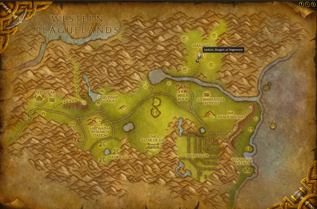 wow anniversary lethon location the hinterlands map