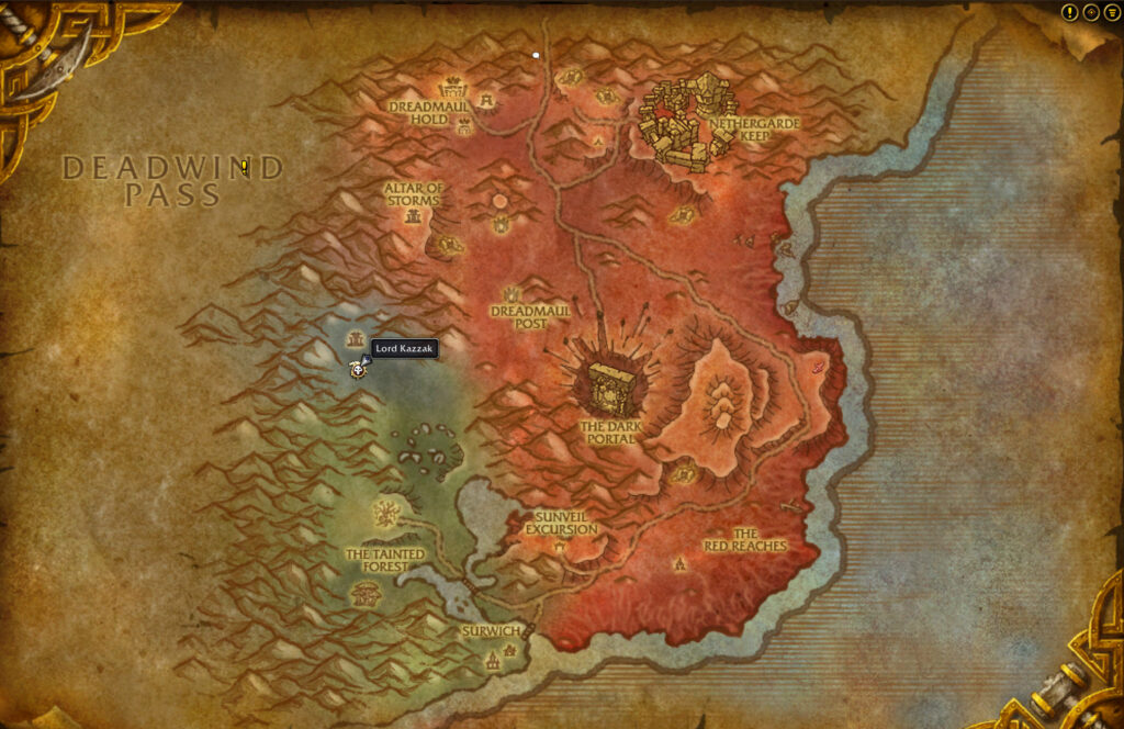 wow anniversary lord kazzak location blasted lands map