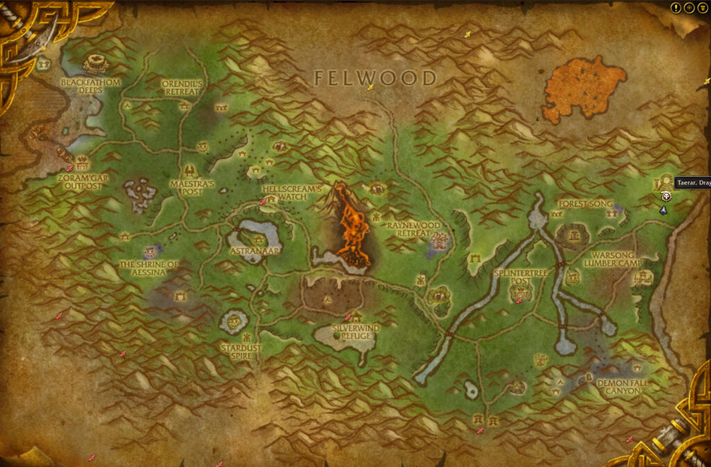 wow anniversary taerar location ashenvale map