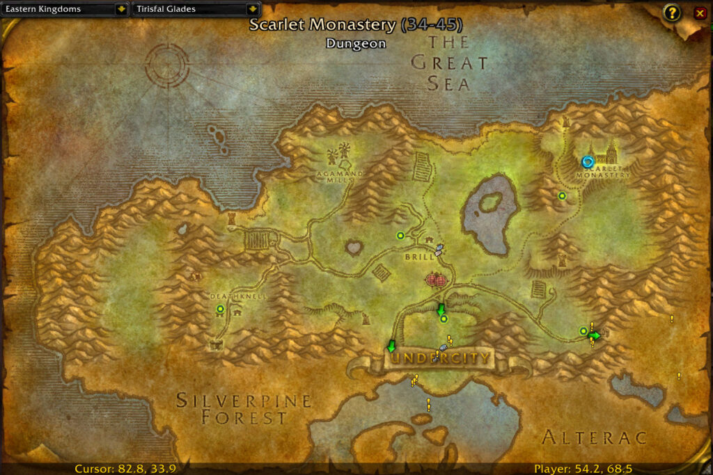 scarlet monastery location map wow classic