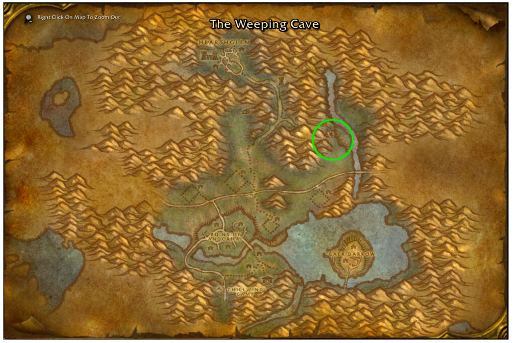 wow classic western plaguelands the weeping cave