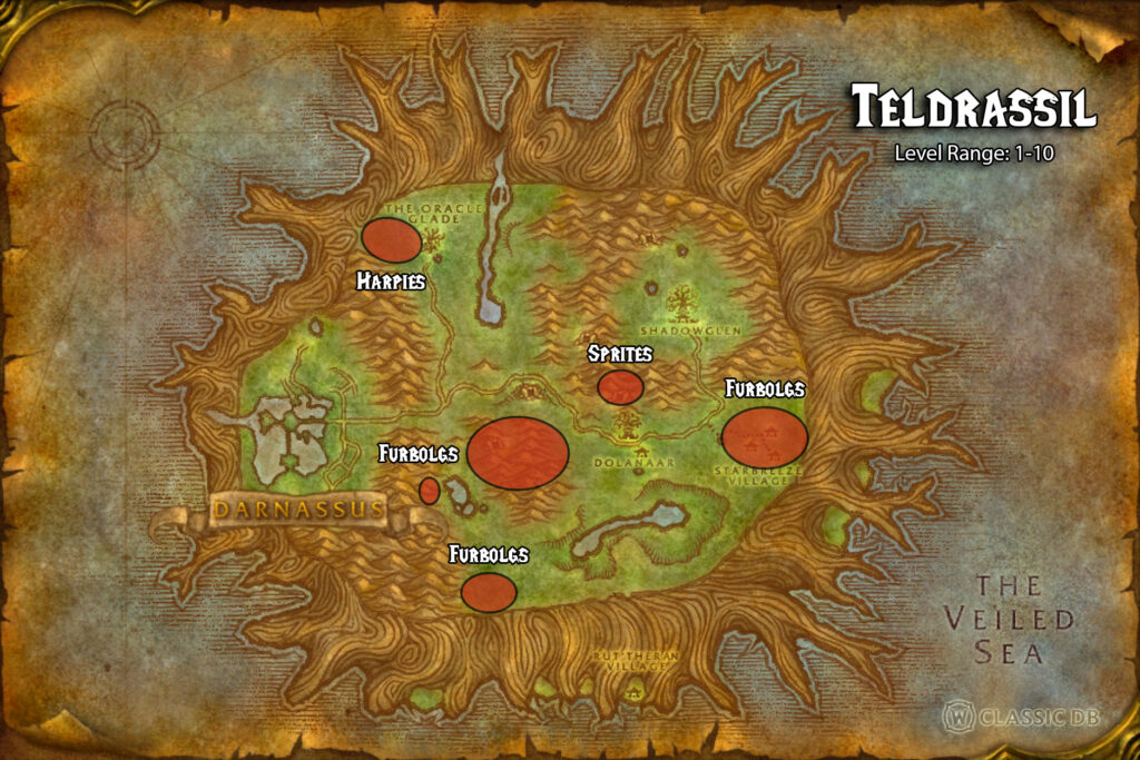 teldrassil linen cloth farming spots