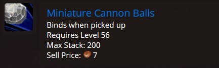 wow classic miniature cannon balls info