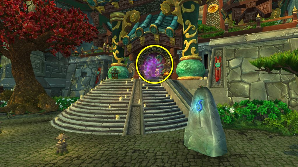 entrance to temple of the jade serpent by meeting stone mists of pandaria dungeon